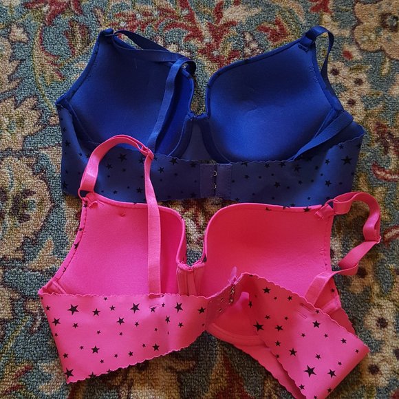 34B smooth seamless raw edge star print bra lot - Picture 2 of 5